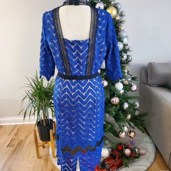 Jax Black Label blue lace midi open back high neck - Picture 2 of 8